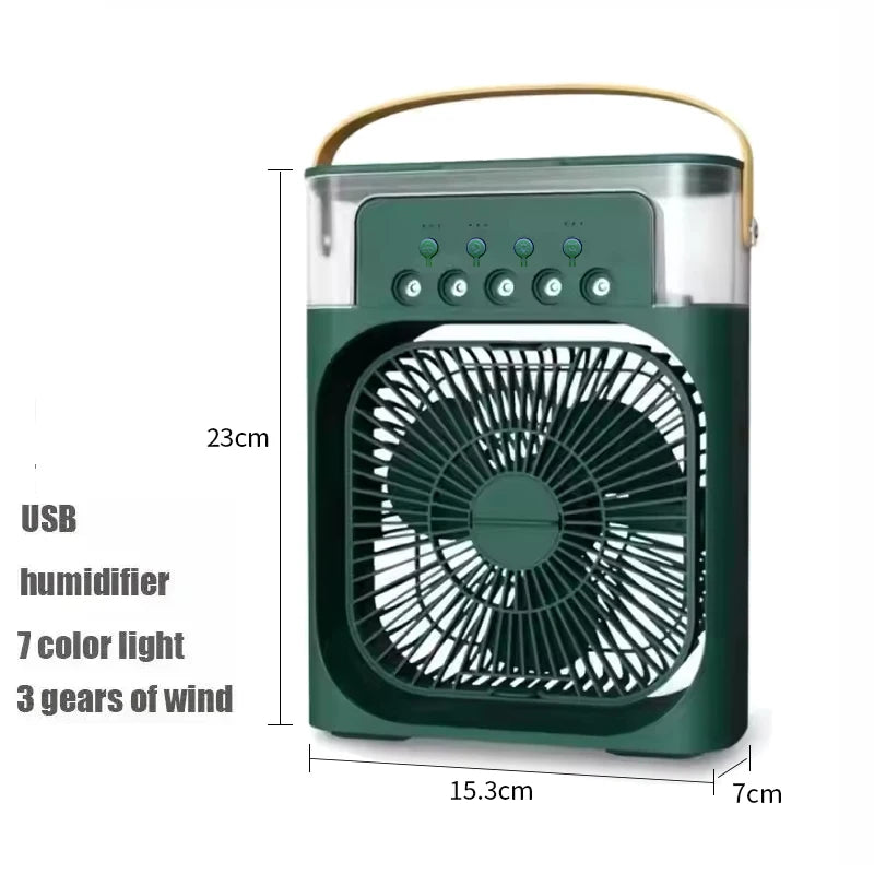 Mini Ventilador 3 en 1 con Humidificador y Luz LED