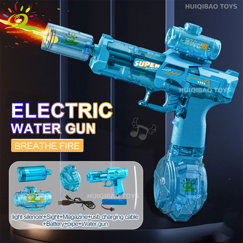 💦 Pistola de Agua Eléctrica Automática con Disparo Ráfaga y Luces LED