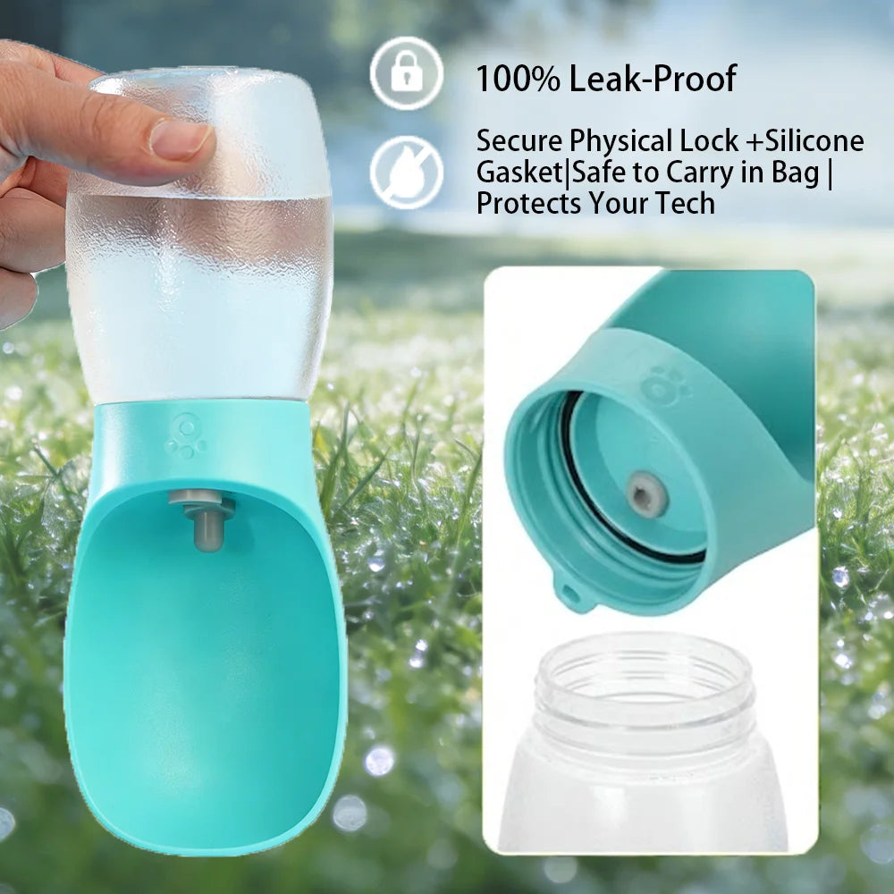 Botella de Agua Portátil para Perros – Antigoteo, con Cuenco y Cordón