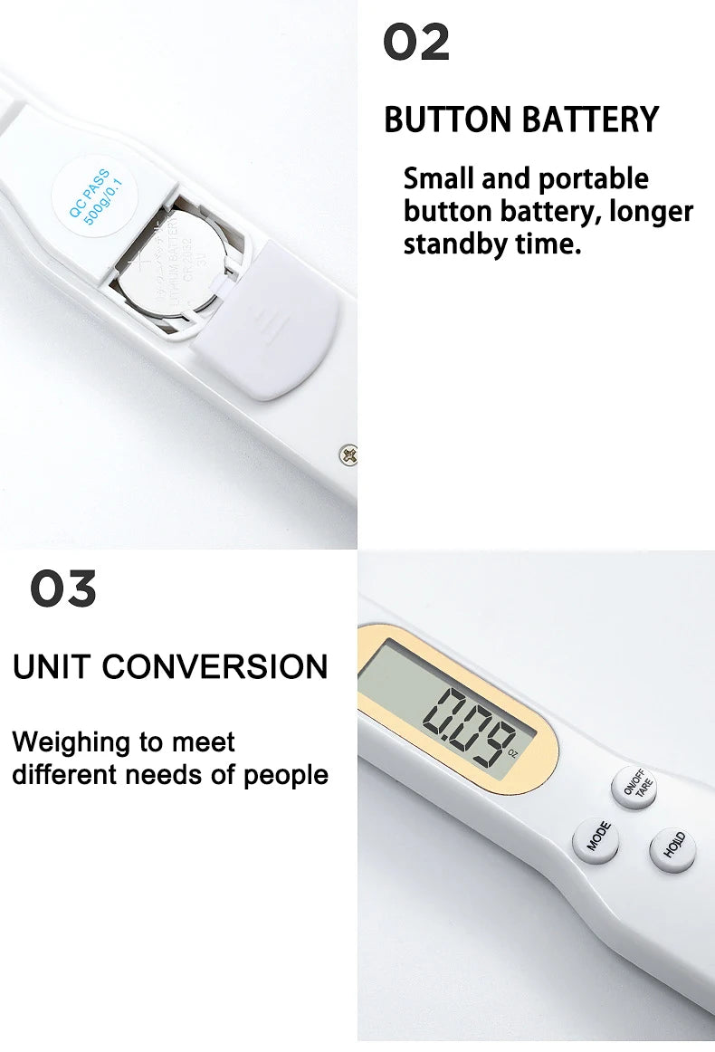 Cuchara báscula digital de cocina compacta para bolso y mochila gimnasio