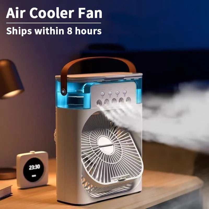 Mini Ventilador 3 en 1 con Humidificador y Luz LED
