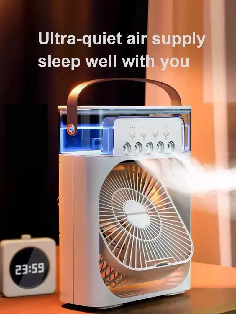 Mini Ventilador 3 en 1 con Humidificador y Luz LED