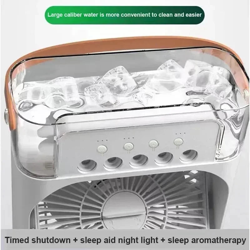 Mini Ventilador 3 en 1 con Humidificador y Luz LED