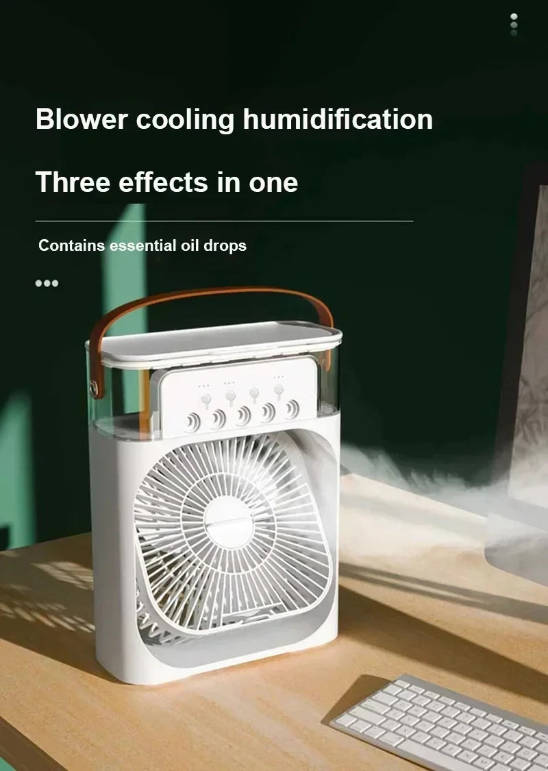 Mini Ventilador 3 en 1 con Humidificador y Luz LED