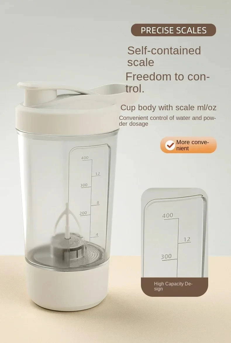 Vaso Mezclador Eléctrico 450ml – Batidos de Proteína sin Grumos al Instante (Recargable USB-C)