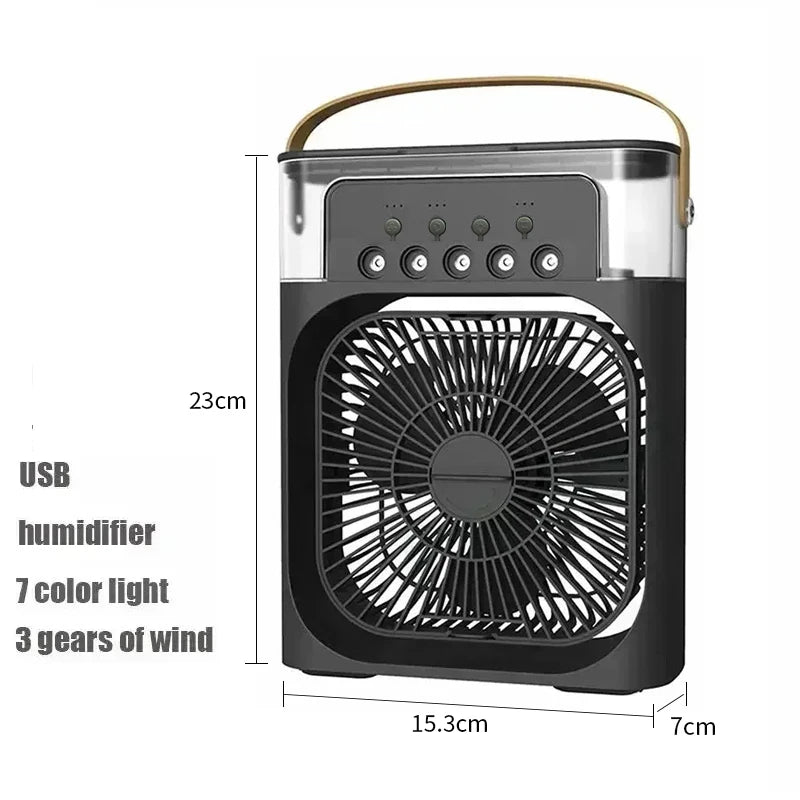 Mini Ventilador 3 en 1 con Humidificador y Luz LED