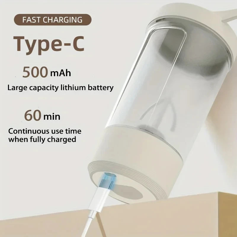 Vaso Mezclador Eléctrico 450ml – Batidos de Proteína sin Grumos al Instante (Recargable USB-C)
