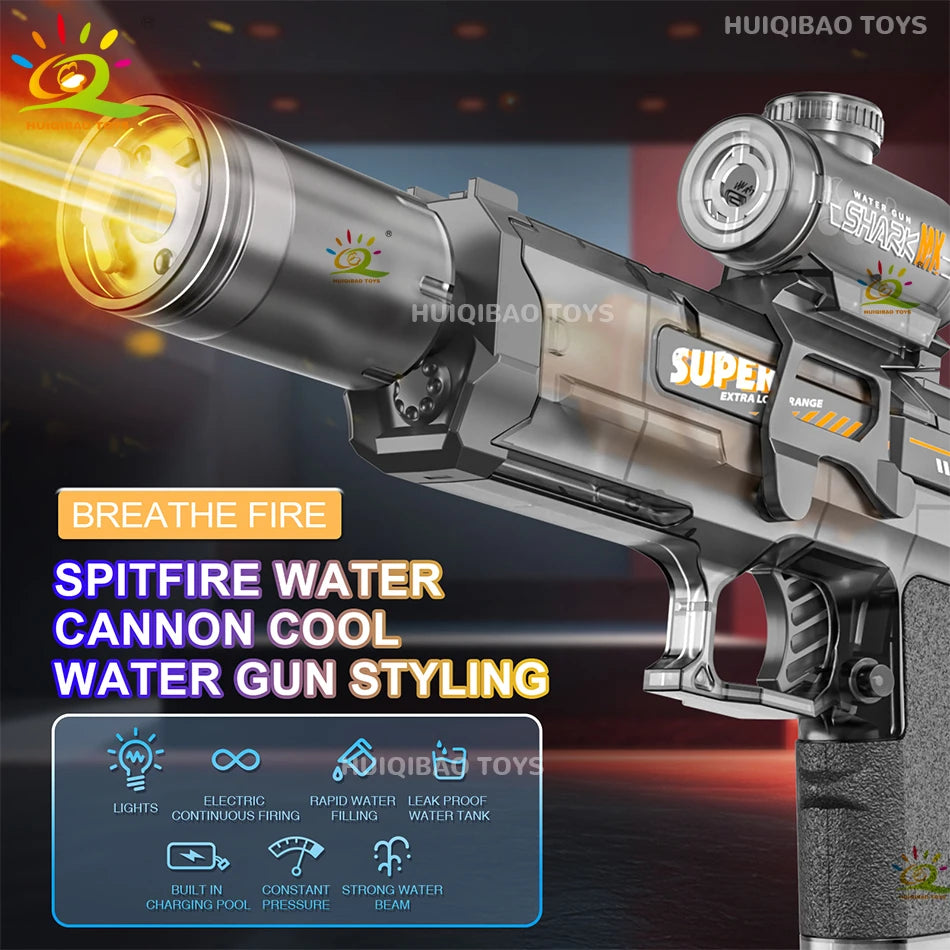 💦 Pistola de Agua Eléctrica Automática con Disparo Ráfaga y Luces LED