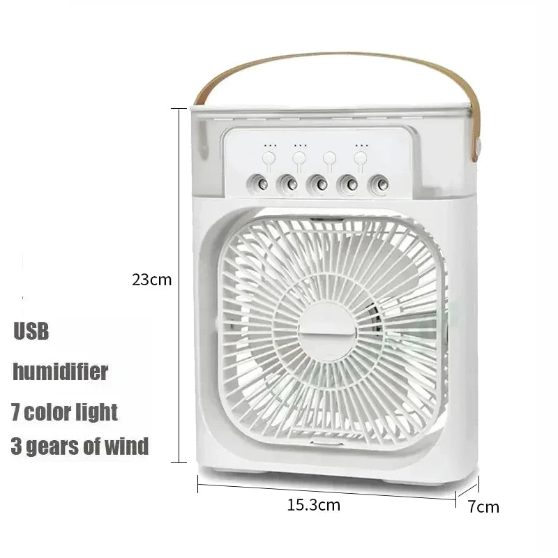 Mini Ventilador 3 en 1 con Humidificador y Luz LED