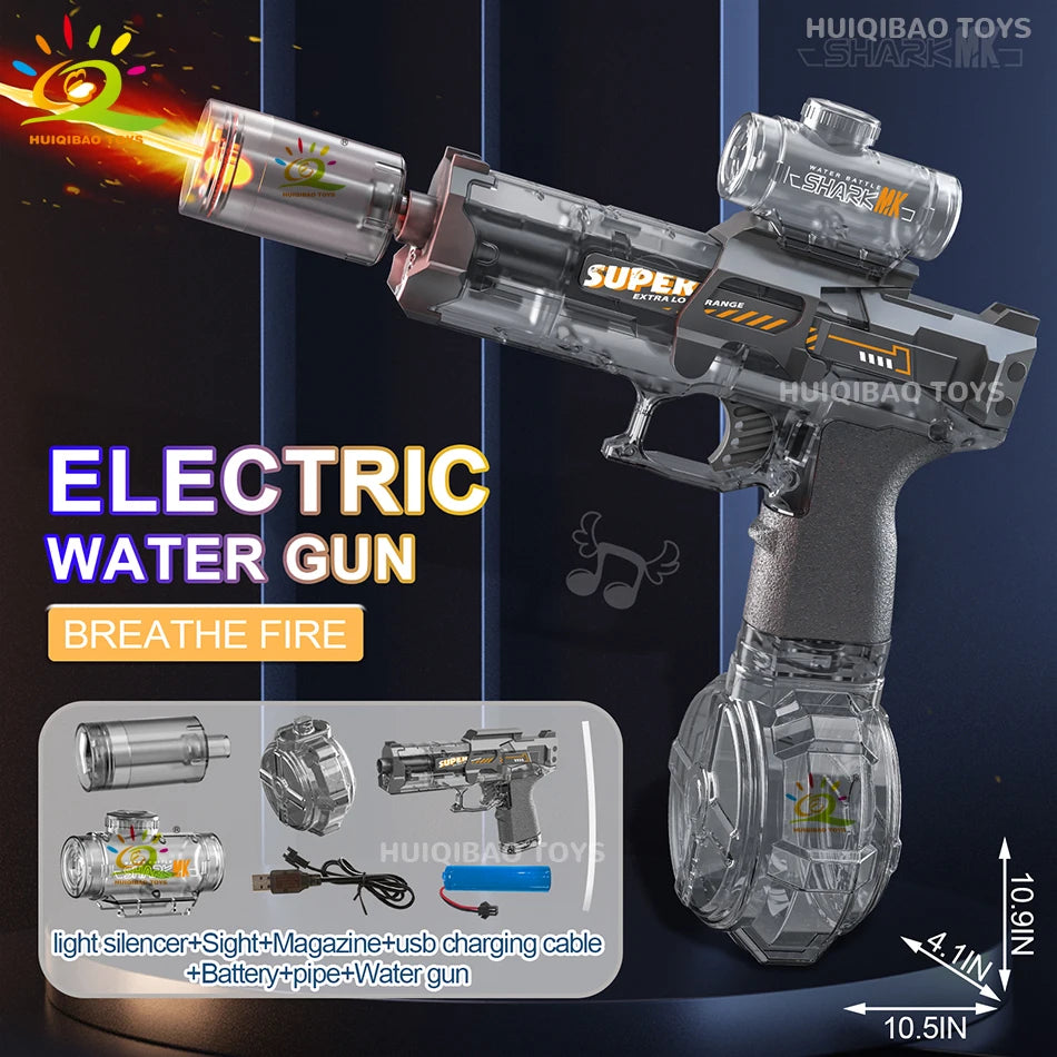 💦 Pistola de Agua Eléctrica Automática con Disparo Ráfaga y Luces LED