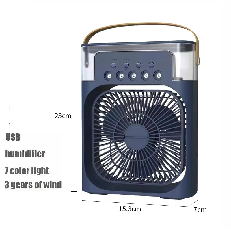 Mini Ventilador 3 en 1 con Humidificador y Luz LED