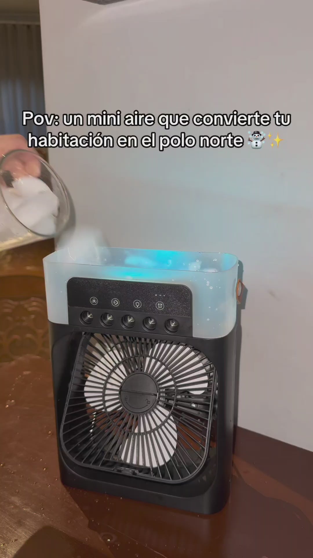 Mini Ventilador 3 en 1 con Humidificador y Luz LED